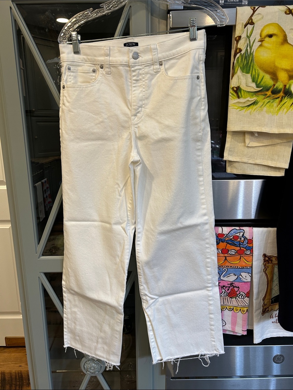 J. Crew Factory White Cropped Wide Leg Denim Jeans 26